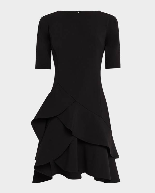 Ruffle Stretch Crepe Dress